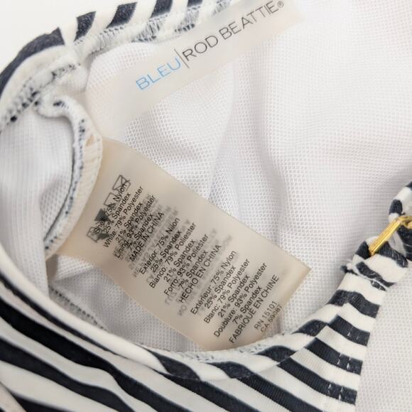 Bleu Rod Beattie Women's The Line Colorblock Striped One Piece Swimsuit Size 8 - Picture 7 of 9